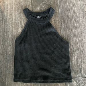 Black halter crop top